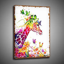 Feel free to explore, study and enjoy paintings with paintingvalley.com Canvas Art Print Wild Animals Watercolor Painting Colorful Giraffe Home Poster Prints Artwork For Kids Room Wall Decor No Frame Wish