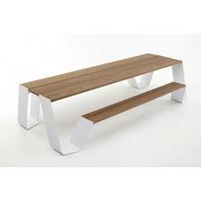 Table En Bois Avec Bancs Integres Design Hopper D Extremis Picknicktafel Tuinmeubilair Meubel Ideeen