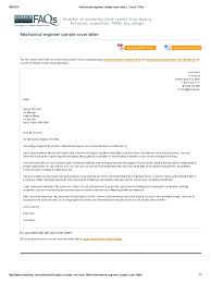 Create a professional cover letter header Mechanical Engineer Sample Cover Letter Career Faqs Engineering Mechanical Engineering