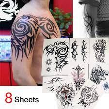 Custom temporary tattoos are a great option that provides elegance and eliminates harm. Kotbs 8 Sheets Waterproof Large Temporary Tattoos Men Tribal Totem Tattoo Sticker Make Up Body Art Fake Tattoo Buy Online In Jordan At Desertcart 43172251