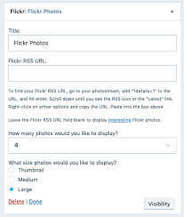 To make flickr photostream displays in a way better for your wordpress site, you can change photo numbers, image size, display order either from recent or ramdon. Flickr Widget Support Wordpress Com