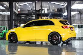 Yellow Mercedes Benz A200 W177 With Gloss Black 19 Inch Oz Superturismo Evoluzione Aftermarket Wheels Mercedes Aftermarket Wheels Mercedes Benz