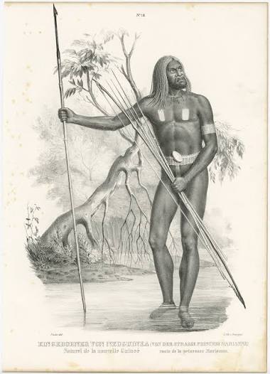 Antique Print of a Native of New Guinea by Honegger (c.1845)