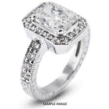 From elegant 18ct yellow gold wedding rings, to unique white gold dress rings; 14k White Gold Vintage Style Engagement Ring With Halo With 2 63 Total Carat K Si2 Rectangular Radiant Diamond From Diamond Traces