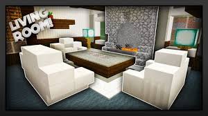 Minecraft Survival Modern House Interior Living Room Kitchen Two Way Fireplace Large Windows Minecraft Modern Modern House Minecraft Modern Home