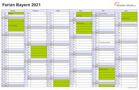 Übersicht über die 13 gesetzlichen feiertage und festtage für das kalenderjahr 2021 in. Ferien Bayern 2021 Ferienkalender Zum Ausdrucken