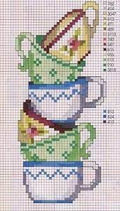 115 free cross stitch designs teapots teacups coffeepots stitchingcharts borduren gratis borduurpatronen theepotten theekopjes koffiepotten kruissteekpatronen. Stacked Teacups Cross Stitch Google Zoeken Cross Stitch Bookmarks Cross Stitch Kitchen Cross Stitch