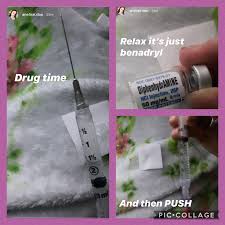 Benadryl Porn Note Each Vial Is 50mg Ml Vials Always Contain More Medication Than Needed She Has Drawn Up The Full Amount Of Both Her Vials 2 5ml Instead Of 2ml Her Dose Is Now