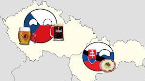 (date à préciser) mot composé de česko et de slovensko, variante de československo préférée par les slovaques car elle donne un poids typographique égal à leur pays. Cesko A Slovensko V Countryballs Czech
