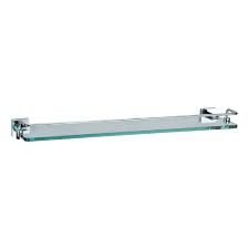 The rail has a clean look and also prevents items from falling off the shelf. Crosswater Zeya 500mm Glass Shelf With Rail Ze030c