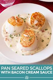 4 tablespoons of light fish stock. Pan Seared Scallops With Bacon Cream Sauce Cake N Knife