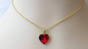 Etsy Shopping Cart Red Crystal Necklace Red Heart Necklace Crystal Heart Necklace