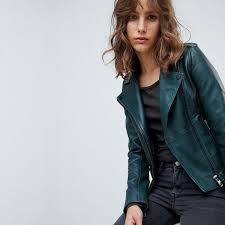 566 Barneys Originals Forest Green Leather Annabelle Biker Moto Jacket Womens S Barneys Motorcycle Jackets For Women Jackets Womens Leather Biker Jacket