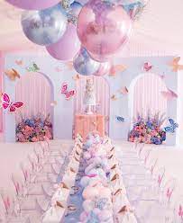 They could play with toys while we waited for everyone to arrive. How Cute Is This Butterfly Theme Party P S Pastel Baby Blue And Baby Pink Metallic Ba Butterfly Theme Party Butterfly Baby Shower Theme Girl Shower Themes
