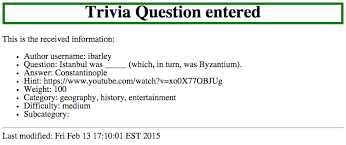 Welcome to triviaquestionsnow.com, your repository of trivia questions and answers. Itec325 Hw03 Sanitized Html