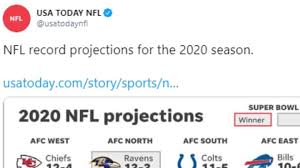 Get the latest nfl odds, point spreads, money lines and over/unders for popular sportsbooks and view sportsline's expert analysis of each upcoming game. Usa Today Nfl Predictions Are Out For 2020 And They Re As Ridiculous As Ever