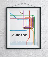 Chicago L Train Map Print Chicago Loop Wall Art Etsy Chicago Wall Art Train Map Chicago Loop