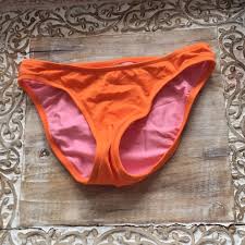 J Crew Orange Bikini Bottom Sz Sm