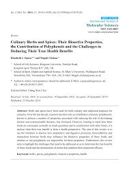 Pdf Culinary Herbs And Spices Their Bioactive Properties The Contribution Of Polyphenols And The Challenges In Deducing Their True Health Benefits