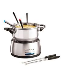 The advantage of an electric model is that it's easy to adjust the heat. Nostalgia Fps200 6 Cup Stainless Steel Electric Fondue Pot With Temperature Control 6 Color Coded Forks And Removable Pot Reviews Small Appliances Kitchen Macy S