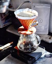 Brewing A Hario V60 Copper Shop Brew Gear Link In Bio By Verticalthinking Coffee Brewing Coffee Brewing