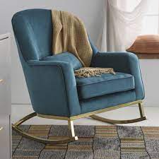 Modrn Glam Velvet Rocking Chair Teal With Satin Brass Walmart Com Rocking Chair Blue Rocking Chair Rocking Chair Nursery