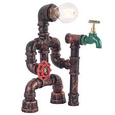 See a recent post on tumblr from @steampunktendencies about steampunk faucet. Oyi Steampunk Industrial Vintage Rust Iron Water Pipe Desk Table Lamp Light With Red Valve Handle Switch And Green Faucet Buy Online In Belize At Belize Desertcart Com Productid 65759750