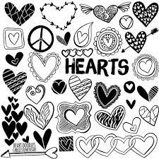 Line Heart Border Clipart Heart Digital Stamps Printable Etsy Heart Doodle Clip Art Borders Doodles