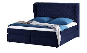 Blau bietet einen guten kompromiss zwischen bunter farbe und beruhigender wirkung. Smart Boxspringbett Queen Nachtblau Velour Hoffner