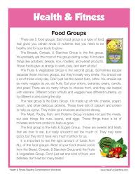What should we eat to stay healthy? Food Groups Health And Fitness Reading Comprehension Worksheet Have Fun Teaching