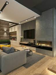 صور فير بليس مودرن Contemporary Living Room Design Entertainment Room Design Fireplace Design