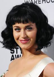 She's been blue, purple, pink, green — you name it, she's tried it. Katy Perry Short Black Wavy Hairstyle With Blunt Bangs For Women Hairstyles Weekly