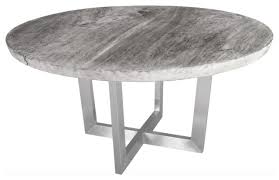 Like this table, for instance: 60 Round Dining Table Solid Slab Wood Gray Top Brushed Stainless Steel Base Contemporary Dining Tables By Noble Origins Llc Houzz
