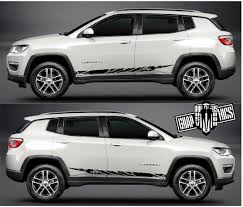 Black And White Jeep Compass Pair Of Sport Side Stripes Decal Sticker Vinyl Compatible With Etsy Jeep Compass Jeep Vinyl Car Stickers