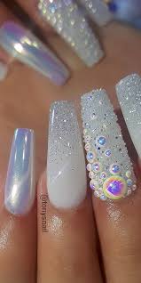 They didn't attending accustomed and provided no account to the accustomed nails. 32 Extraordinary White Acrylic Nail Designs To Finish Your Trendy Look White Acrylic Nails White Sparkle Nails Sparkle Acrylic Nails