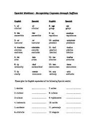 Spanish English Cognates Handout Worksheet Cognados Sub Plan Cognates Spanish English Spanish Words