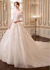 Attractive Tulle Off The Shoulder Neckline A Line Wedding Dress With Lace Appliques Beadings Adasb Online Wedding Dress Wedding Dresses Lace Bridal Dresses