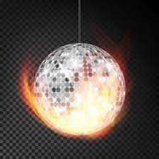 Silver Disco Ball In Fire Vector Realistic Burning Dance Night Club Ball Transparent Background Illustration Ball Disco Mirror Png And Vector With Transparen Fire Vector Transparent Background Disco Ball