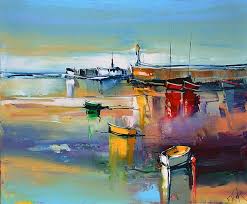 1110 Maree Basse 10f Abstract Art Painting Sailboat Art Boat Art