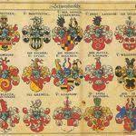 ancien armorial colorie ou sont figures les blasons de differents princes et seigneurs france allemagne flandre angleterre e blason colorier heraldique coloriage ebay