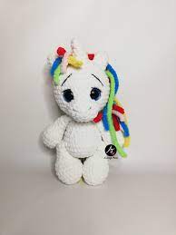 Crocheted Plush Toys Big Eyed Unicorn Amigurumi Handmade Toy Animals Crochet Unicorns Soft Toy Unicorn Toys Pet Toys Unicorn Doll