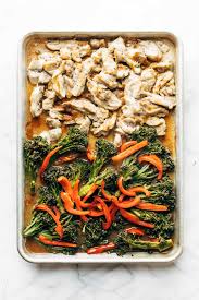 Sheet Pan Garlic Ginger Chicken Broccoli Pinch Of Yum Recipe Garlic Ginger Chicken Ginger Chicken Healthy Recipes