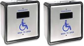 Olideauto Touchless Wave Sensor Button for Handicap Door with Handicapped  Logo,Wired Stainless Steel Square 4.5'' Button Panel Olide-513N