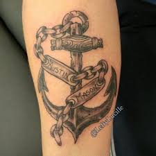 30 beautifully touching tattoos of hearts with names. 48 Likes 2 Comments Erin Clayton Leftylucille On Instagram Weathered Blackandgrey Anchortatto Tattoos For Guys Anchor Tattoos Tattoos With Kids Names