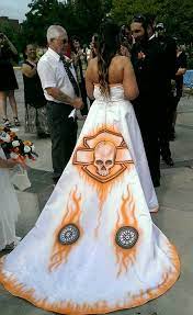 Cute Harley Wedding Gown Biker Wedding Dress Red Wedding Dresses Harley Davidson Wedding