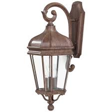 The Great Outdoors By Minka Lavery Harrison 3 Light Vintage Rust Outdoor Wall Lantern Sconce 8692 61 The Home Depot