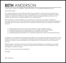 Economics Teacher Cover Letter Sample Cover Letter Templates Examples
