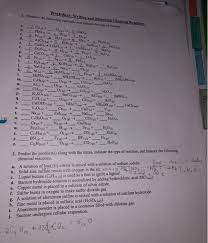 2 al 2 o 3 4 al + 3 o 2 4. Worksheet Writing And Balancing Chemical Reactions Chegg Com