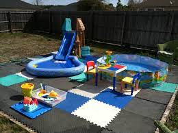 As each player tosses to their partner, each successful pass means that the player can take a step back. Diy Water Park Just Like The Idea For When Putting Pools On The Lawn To Keep All The Grass Out Cat Playground Outdoor Backyard For Kids Diy Water
