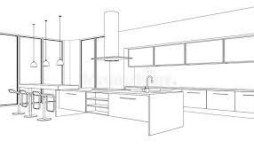 Interior Design Modern Kitchen Drawing Plan 3d Illustration Sponsored Advertisement Kitchen Design Plans Interior Design Plan Interior Architecture Design